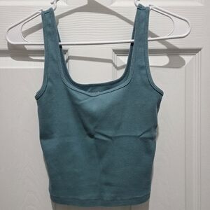 A&F Essentials Teal Cropped Rib Tank Size XS